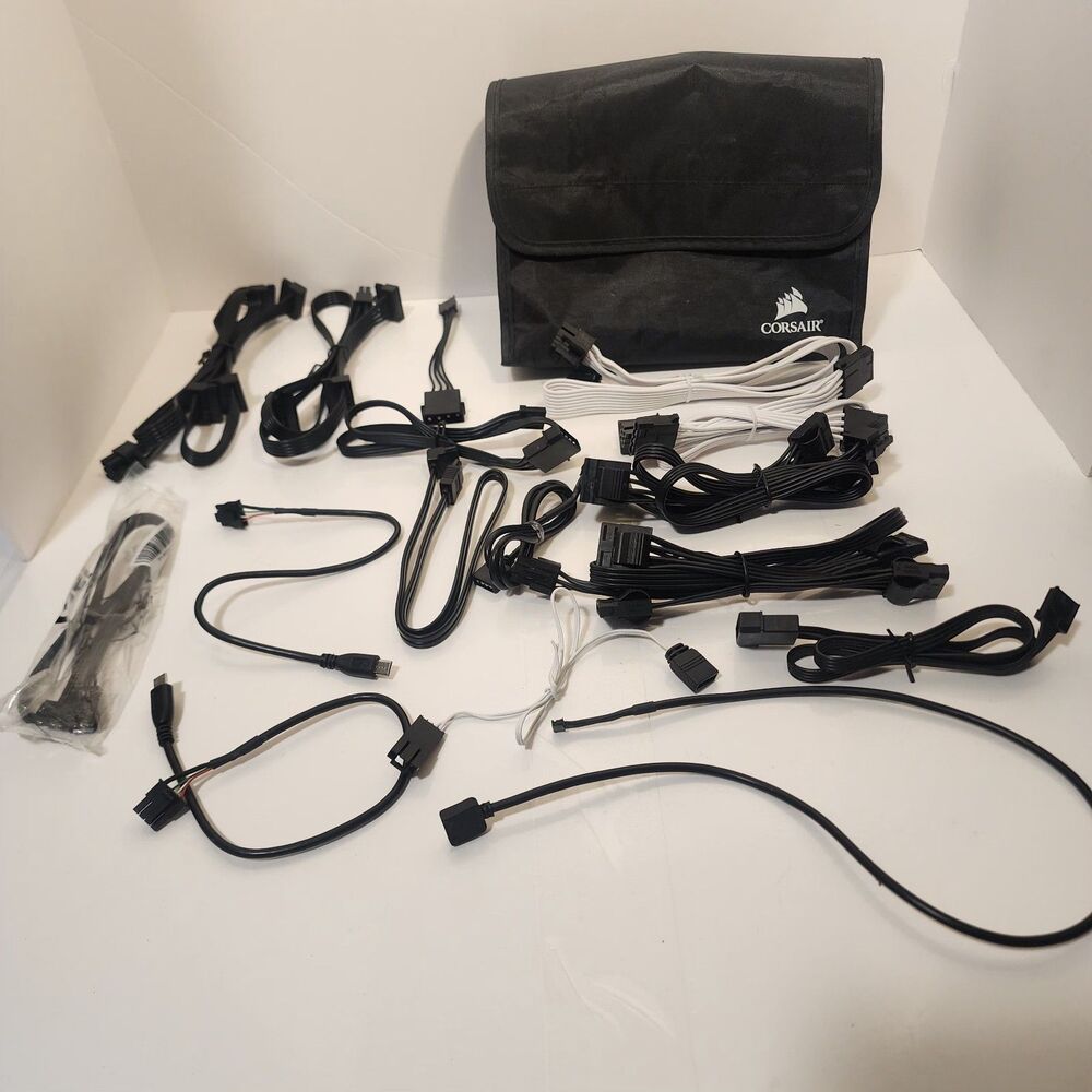 LOT OF CORSAIR CABLES FOR POWER SUPPLY & BAG